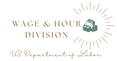  Logo of the Wage and Hour Division, featuring a stylized depiction of scales symbolizing fairness in labor practices.