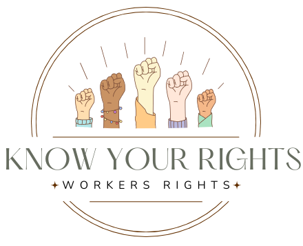 Workers' rights logo featuring the phrase "Know Your Rights" in bold letters, symbolizing advocacy for employee rights.