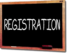chalk board with the word registration