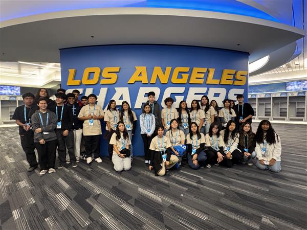 RHS students inside the Chargers Locker Room